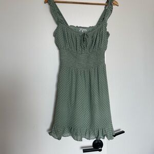 Reformation Sea Green Polka Dot Mini Dress - Size Small